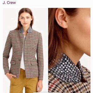 J. Crew Rare Embellished Houndstooth Jacket